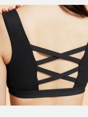 Blogilates Black Strappy Crisscross Back Tank Sports Bra